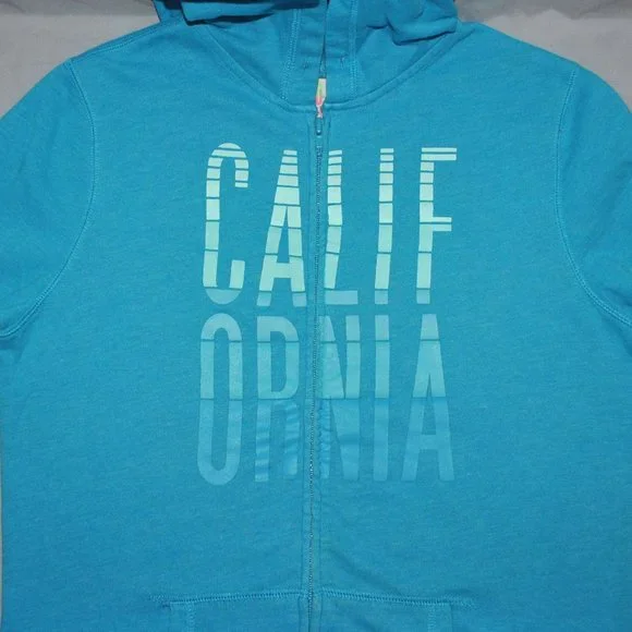 Old Navy Women's Sweatshirt Size Medium Blue Graphic Print Full Zip Hoodie - Picture 4 of 8
